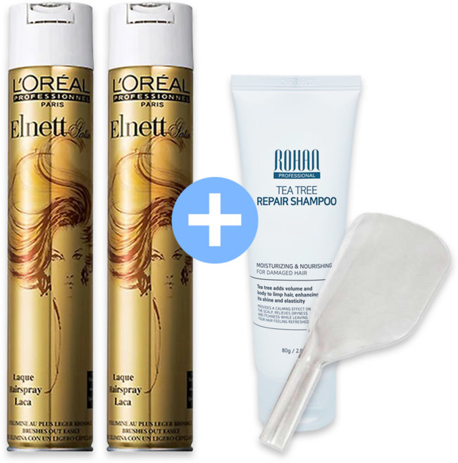 로레알 에르네뜨 헤어스프레이 샤땡 2개 세트 샴푸 앞가리개 미용실, 로한 티트리 리페어 샴푸 80mL 1개, 500ml