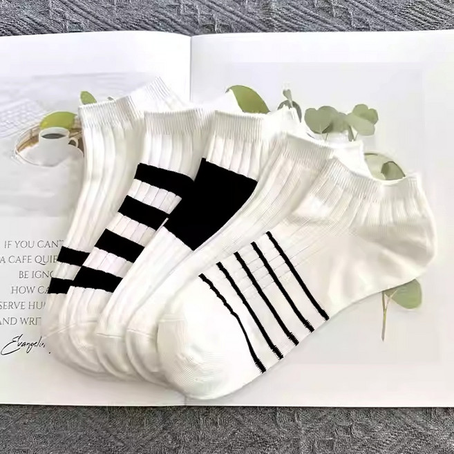 코르제이 남녀 공용 삼선 패션 발목 양말 10켤레