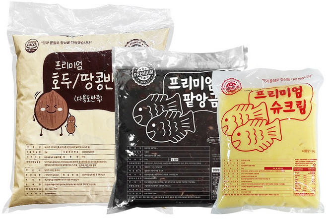 프리미엄 호두과자 땅콩빵 만쥬빵 재료 만들기 반죽 5kg + 팥앙금 3kg + 슈크림 2kg 세트, 1개, 10kg