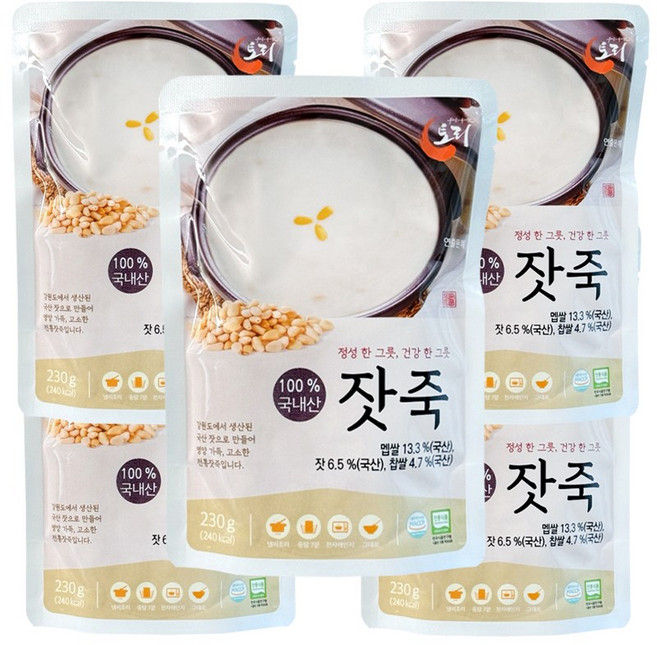 기운내요 국산잣 듬뿍 부드러운 영양 잣죽 회복죽 100% 국산재료 믿고 먹는 토리식품 토리죽, 5개, 230g