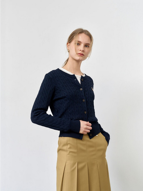 GENERAL IDEA 韓國女款超細羊毛麻花開襟衫 WBD3L04505 柔軟舒適 經典百搭