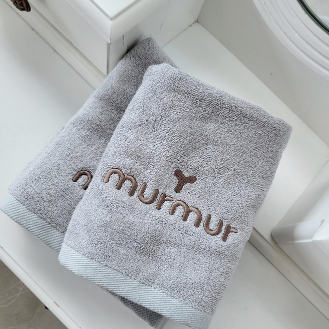 머머 대나무100% 부드러운 밤부 세면타올 2매 세트 아기목욕 세안수건 집들이선물 출산선물, 그레이