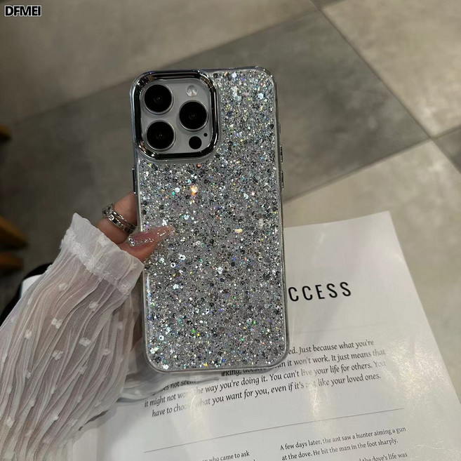 DFMEI 韓風輕奢適用iPhone17新款手機殼蘋果15promax高級感電鍍閃粉亮片