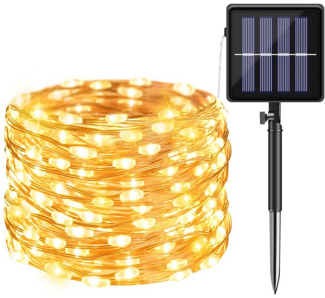 태양광 와이어 전구 100구 200구 300구 (12M 22M 32M), 100구 (전구색)_12m