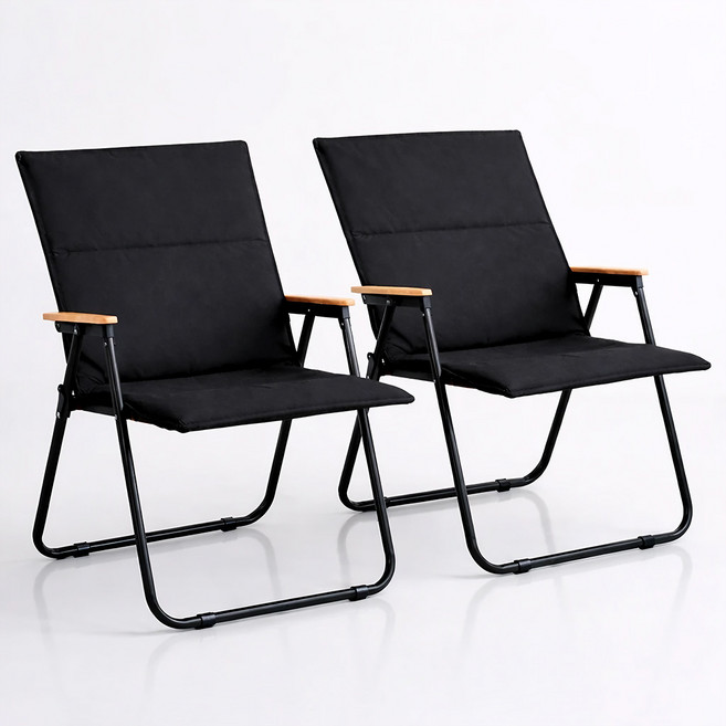 캠프텐버 고급형 튼튼한 접이식 캠핑의자, 2개, 블랙