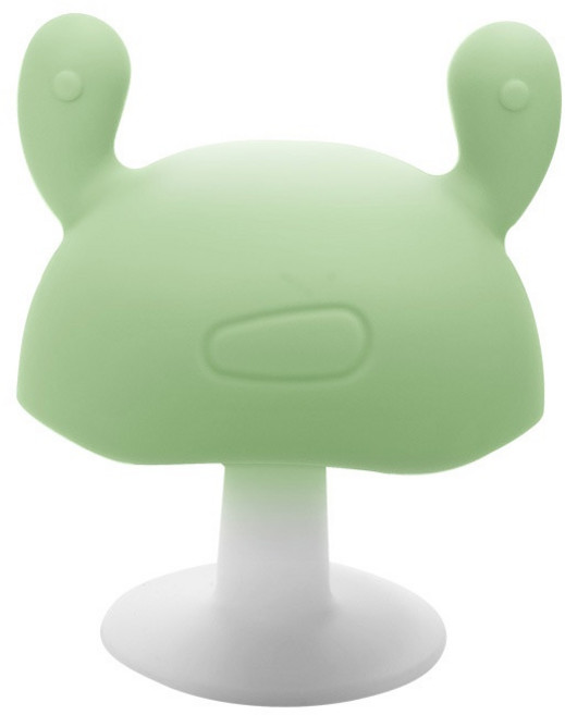 小蘑菇固齒器 嬰兒磨牙玩具 附收納盒 食品級矽膠牙膠 磨牙棒, 1個, 經典款【附贈收納盒】, 綠色, 牙膠