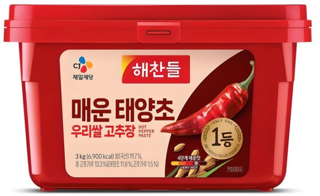 해찬들 매운 태양초 우리쌀 고추장, 3kg, 1개