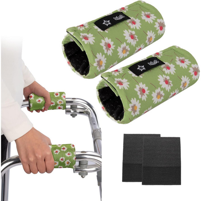 YAMANMAN 팔걸이 매트 손잡이 쿠션커버 보행기 핸드그립 휠체어용 핸들워커 지팡이 보호 커버 1세트