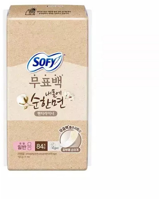 쏘피 순한면 팬티라이너 데일리 위생용품 무표백 일반 84매 MNS, 1개, 84매입