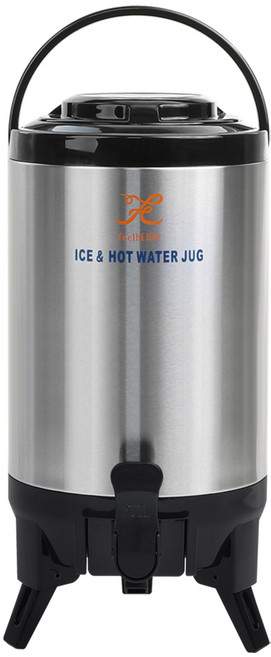 키친왕 보온보냉 물통 워터저그, 블랙+실버, 4L, 1개