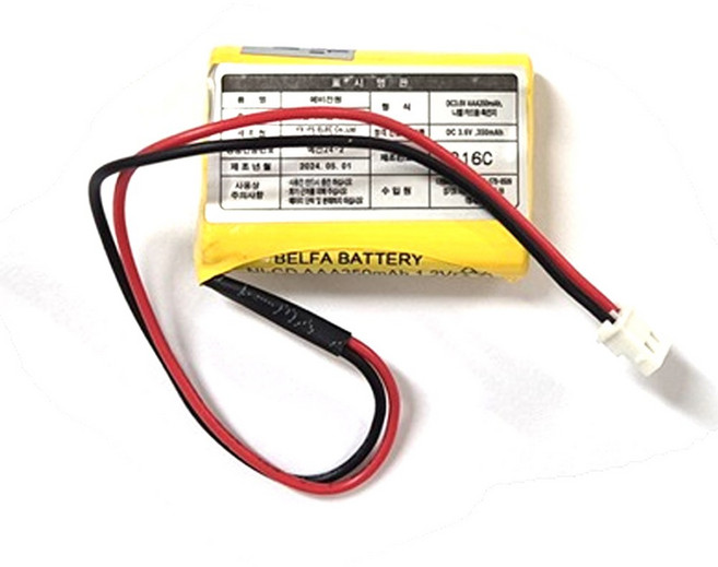 [소방용배터리] DC 3.6V AAA350mah 니켈카드뮴 축전지 1X3 350 예비전원 유도등, 1개