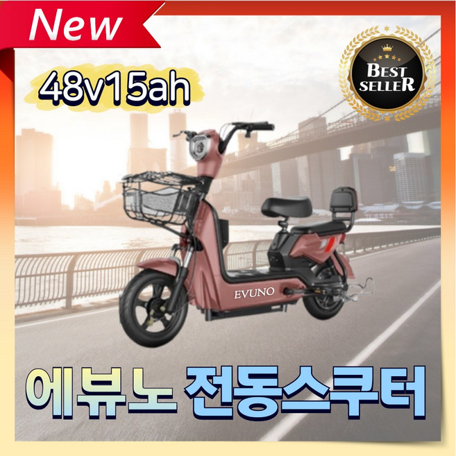 에뷰노 세련된 전기스쿠터 출퇴근 고출력 리튬배터리 대용량 성인용 나들이 전기자전거, 5. 로즈골드, 경량스틸