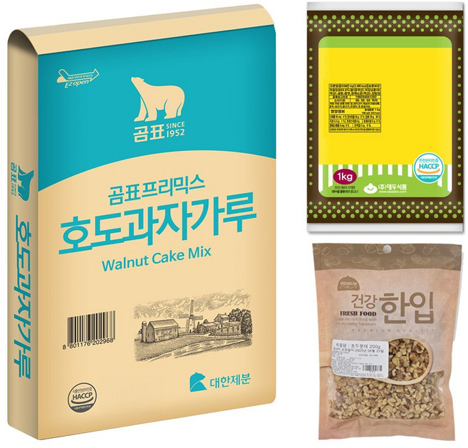 호두과자 만들기 재료 세트 (호두과자믹스1kg+팥앙금1kg+호두분태), 1kg