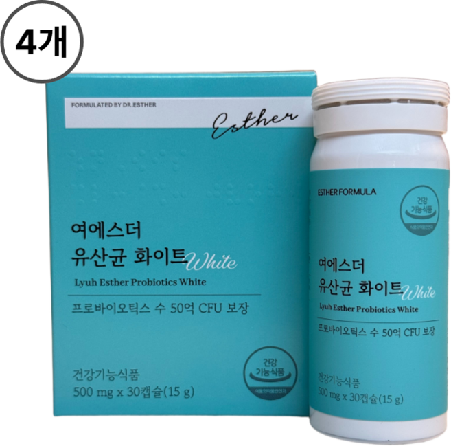 여에스더 질 유래 유산균 화이트 l 프리바이오틱스 배합 l, 4박스, 30회분