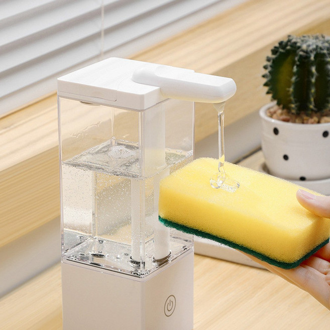 21세기트랜드 클린데이 젤타입 투명 용기 대용량 자동 디스펜서, 사각 화이트, 1개