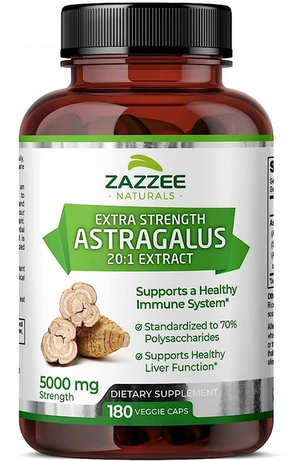 Zazzee ﻿아스트라갈러스 황기 뿌리 추출물 5000mg 180캡슐, 1개, 기본, 180정 - 쿠팡