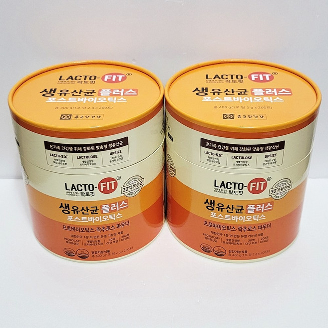 LACTO-FIT 락 토 핏 생 유산균 플러스 포스트바이오틱스 200포 대용량 2통 락토핏, 400g