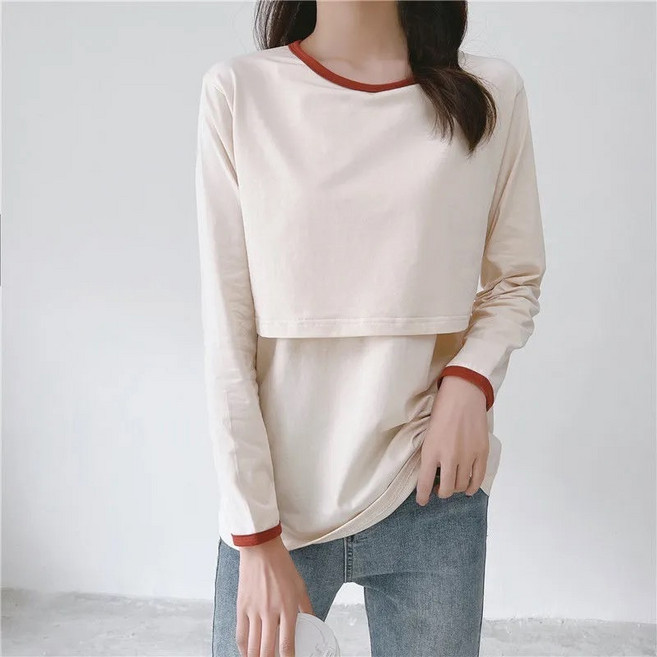 長袖T恤 哺乳上衣 打底衫 時尚辣媽款