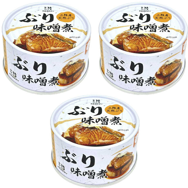 산리쿠 방어 미소된장 조림 통조림, 170g, 3개