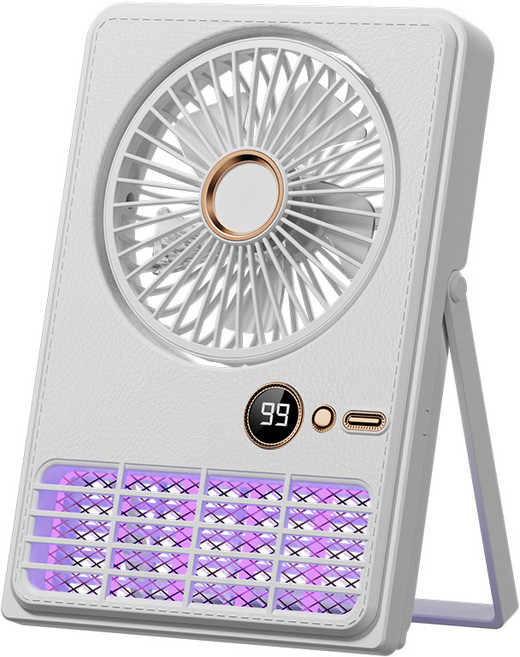 SmartGo 2in1 무선 충전식 전격식 모기퇴치기 가정용 캠핑 야외 벌레해충 초음파퇴치 무드등 휴대용+선풍기, 화이트