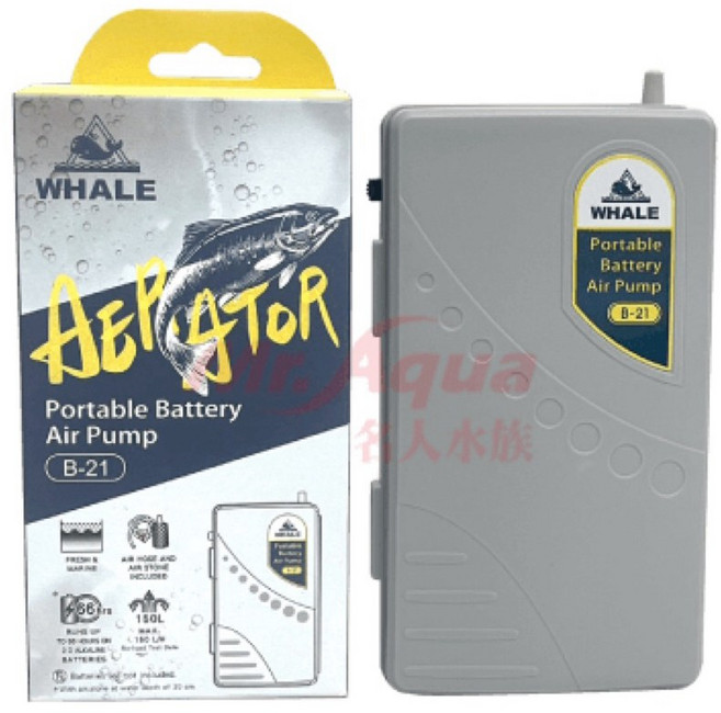 WHALE 乾電池打氣機 B-21, 1個, 小鬚鯨乾電池打氣 (不含電池)