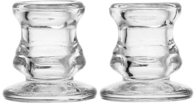 유리 촛대 2개 테이퍼 양초용