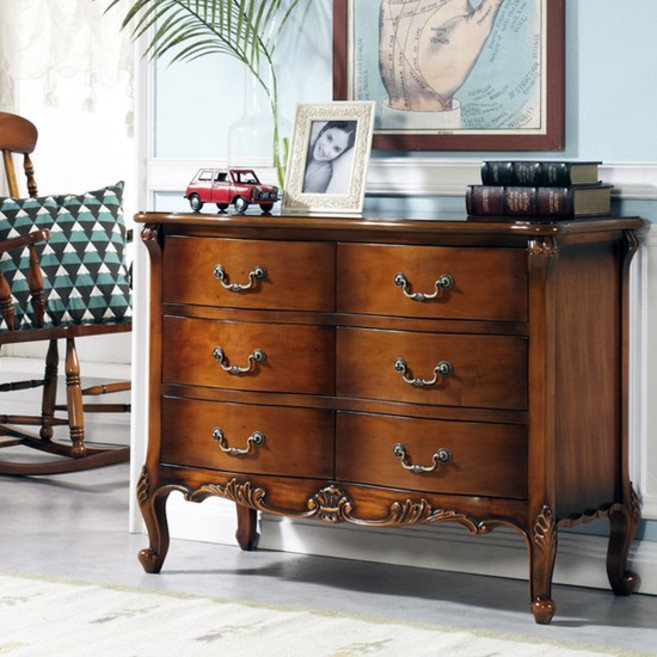 수입 프렌치 엔틱가구 메라토 와이드 원목 서랍장, 단일