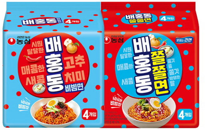 [농심] 배홍동 비빔면 4입 + 배홍동 쫄쫄면 4입, 1개