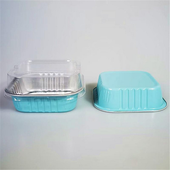 카페용 알루미늄 제품 호일 휴대용 100개 마카롱 일회용 포장 디저트 티라미슈 몰드 선물용 베이킹 소형, 4.레이크블루: 뚜껑없음 100개