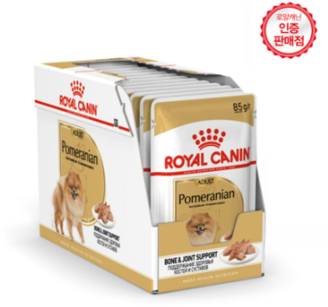 로얄캐닌 독 포메라니안 어덜트 파우치 85g x 12개/애견습식 습식사료, 닭+오리, 12개