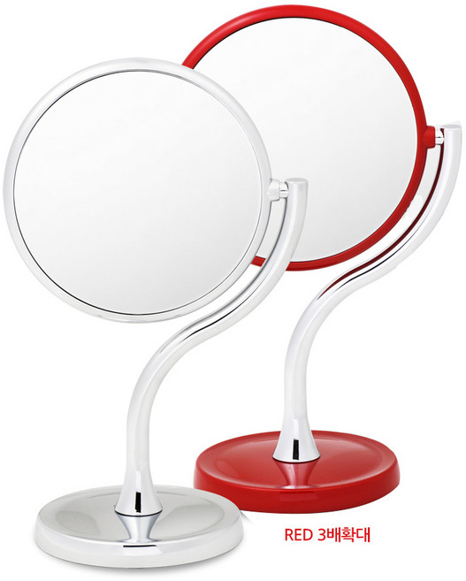 GANAHOME (국내생산) 3배 확대거울 레드 확대경 거울 생신선물 추석선물 탁상거울 스탠드