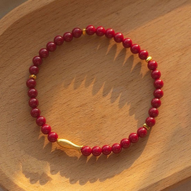 티큐 소원성취 금전 재물 불교 경면주사 물고기 팔찌 A2027