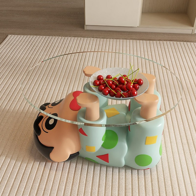 짱구는 못말려 짱구 대형 인형 피규어 사이드 유리 테이블 책상 거실 좌식 인테리어 장식, 짱구 사이드 테이블