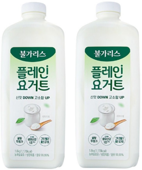 남양 불가리스 플레인 요거트 1800ml 2개, 1.8L
