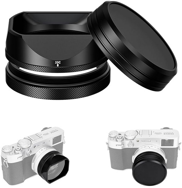 JJC Fujifilm X100VI X100V X100F 49 스퀘어 메탈 렌즈 후드 푸드 캡+어터터 부속