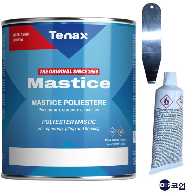 테낙스 석재본드 보수제 석재보수 줄눈시공 메꿈제 타일보수제 1kg 경화제45ml포함 이탈리아 테낙스 정품 캔오프너증정, 2보티치노(베이지), 1개