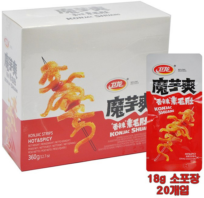 웨이롱 향라맛 곤약 한박스 18G씩 총360G 라티아오 중국간식 중국식품, 18g, 20개