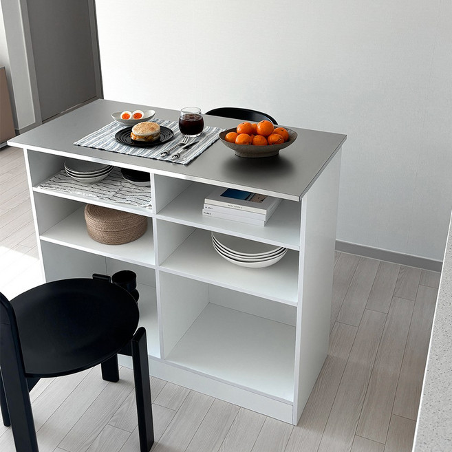 오그레 사일런트 아일랜드 식탁, 화이트, 실버