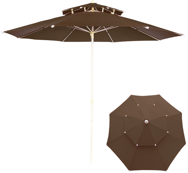 연필트리 특대형 휴대용 이층 꺾임 파라솔, 브라운