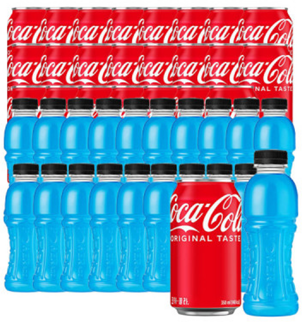 코카콜라 350ml 24캔 + 파워에이드 마운틴 블라스트 무라벨 355ml 20페트