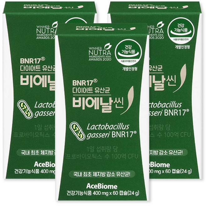 [식약청인증] 비에날씬 유산균 다이어트 BNR17, 1개, 180정
