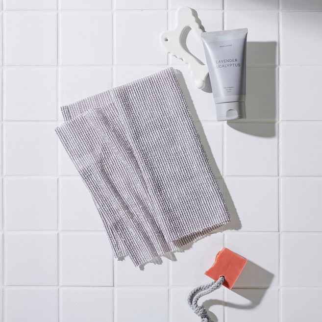 JAJU 까슬까슬한 이중 샤워타월 29x95cm그레이 435235, 그레이