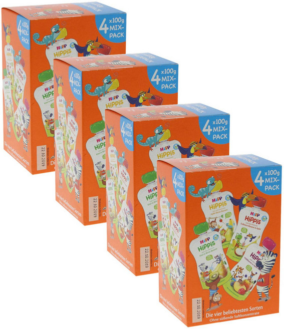 HiPP 오스트리아 유기농 과일 퓨레 4x4 100g 대용량