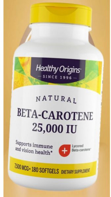 헬스오리진 베타카로틴 25000 IU 7500 mcg 천연 면역 지원 비전 비, 1개