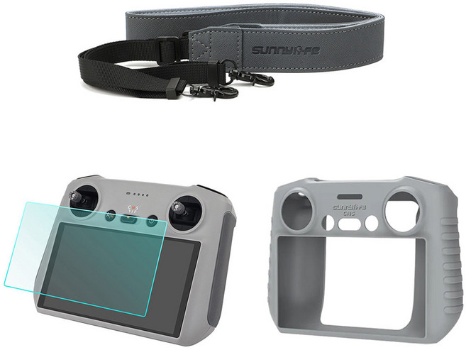 DJI 드론 조종기 RC2 전용 필수 액세서리 강화유리 보호 필름 목걸이 스트랩 실리콘 커버 미니4 에어3, 1개