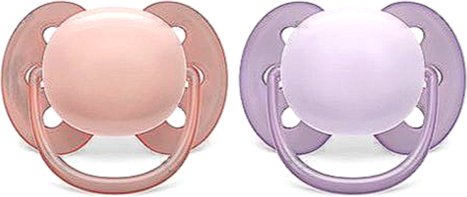 아벤트 울트라 소프트 노리개 젖꼭지 세트, 1세트, 0~6개월, 피치 + 라벤더