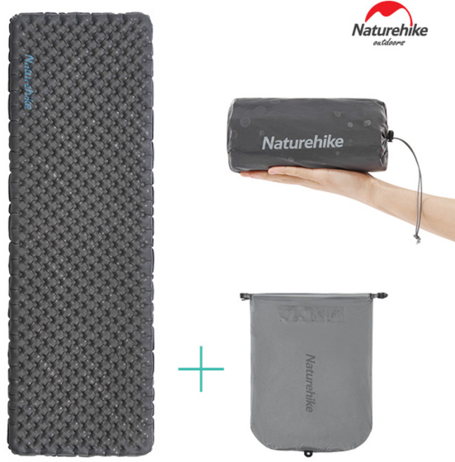 네이처하이크 초경량 스퀘어 에어매트 3.5 싱글 캠핑 1인용 미니멀 백패킹, 그레이