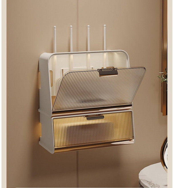 플래틱 무타공 깔끔정리 공유기 셋톱박스 정리함, 1개, 투명