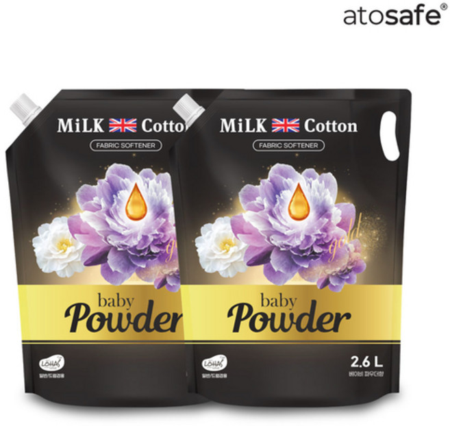 밀크코튼 섬유유연제 파우더, 2개, 2.6L