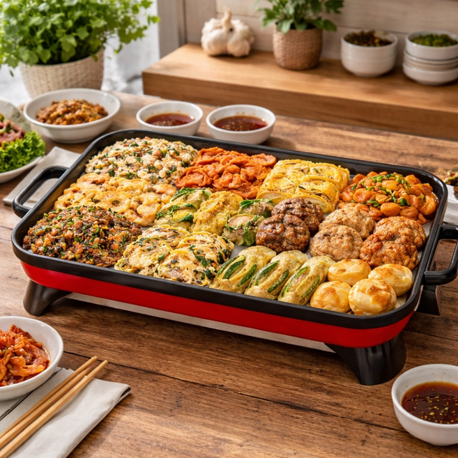 키친아트 사각 잔치팬 멀티 고기그릴 대형 가정용 전팬 전기그릴, 블랙다이아몬드